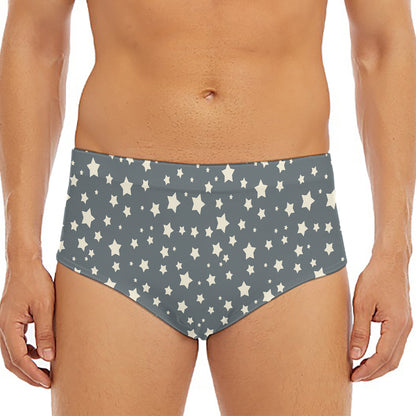 Cute Star Pattern Print Men's Triangle Swim Briefs