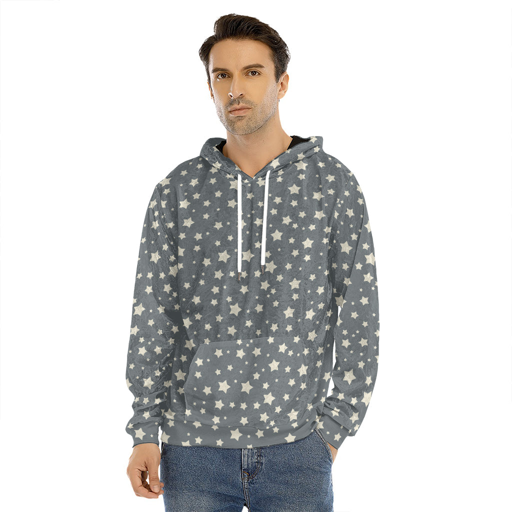 Cute Star Pattern Print Men's Velvet Pullover Hoodie