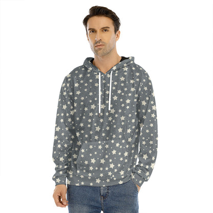 Cute Star Pattern Print Men's Velvet Pullover Hoodie