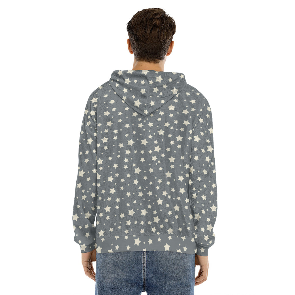Cute Star Pattern Print Men's Velvet Pullover Hoodie
