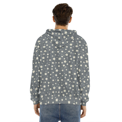Cute Star Pattern Print Men's Velvet Pullover Hoodie