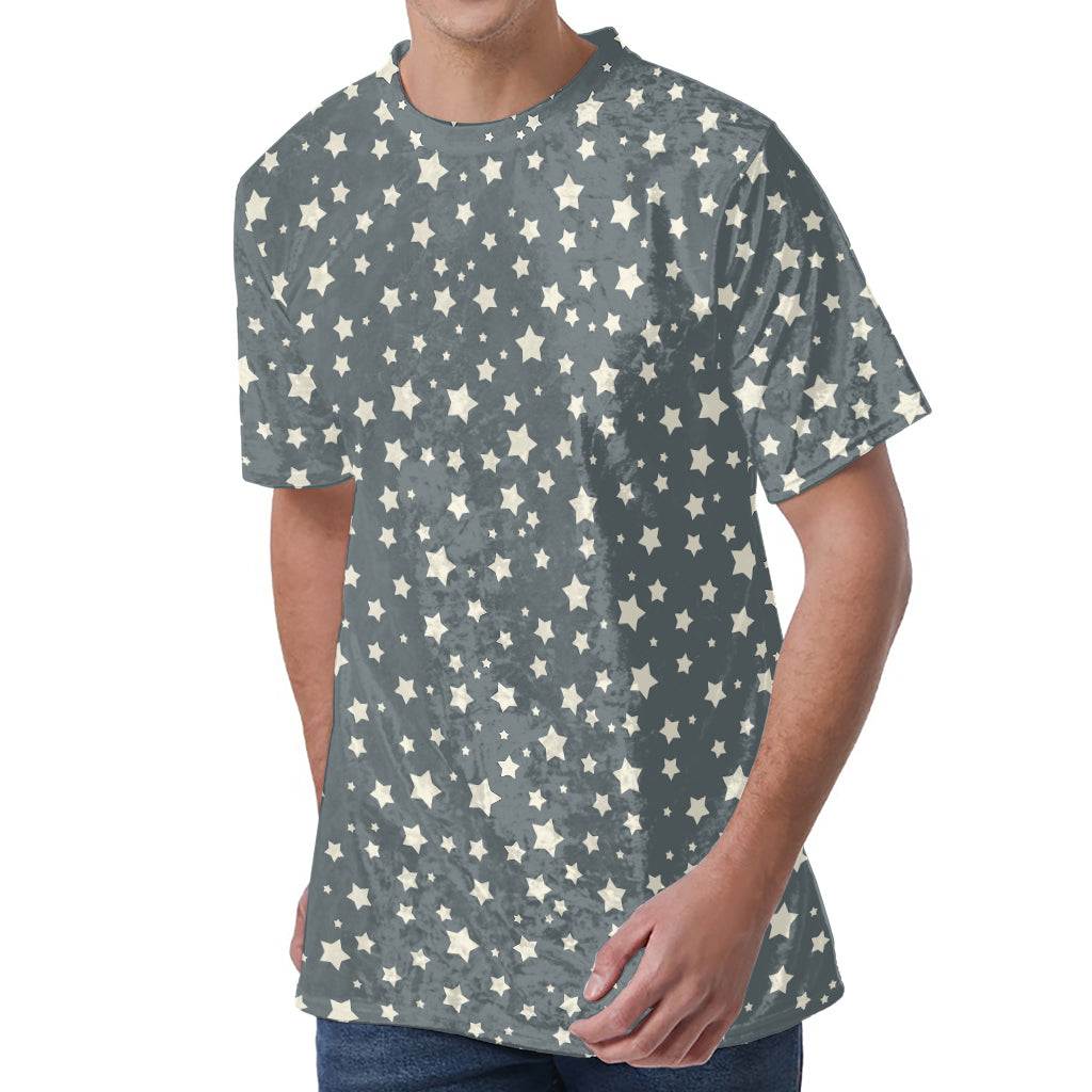 Cute Star Pattern Print Men's Velvet T-Shirt