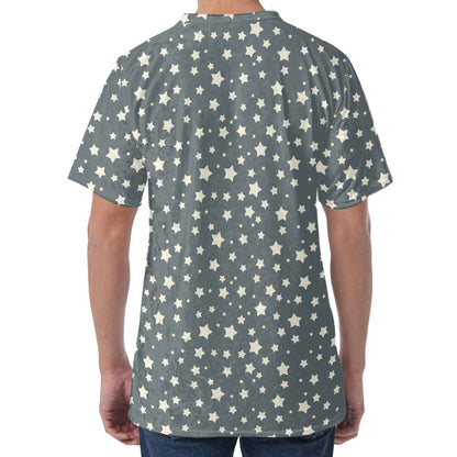 Cute Star Pattern Print Men's Velvet T-Shirt