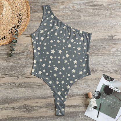 Cute Star Pattern Print One Shoulder Bodysuit