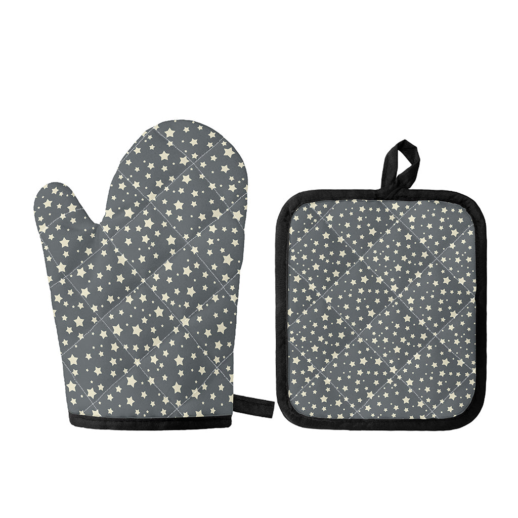 Cute Star Pattern Print Oven Mitt And Pot Holder Set