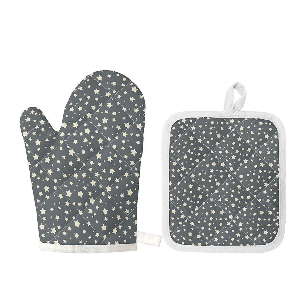 Cute Star Pattern Print Oven Mitt And Pot Holder Set