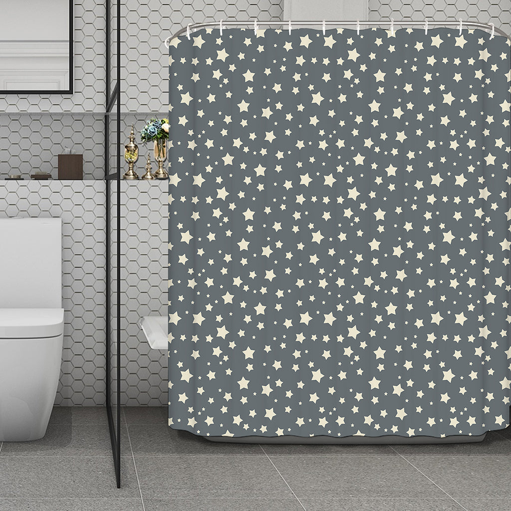 Cute Star Pattern Print Polyester Shower Curtain