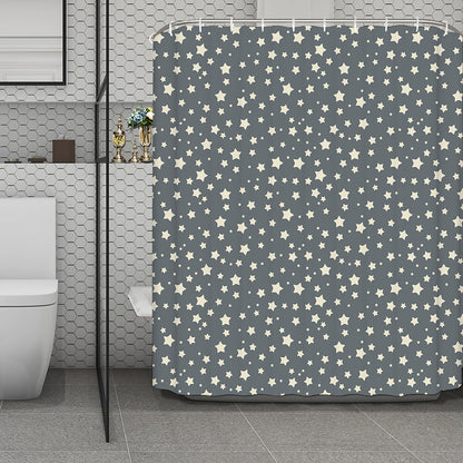 Cute Star Pattern Print Polyester Shower Curtain