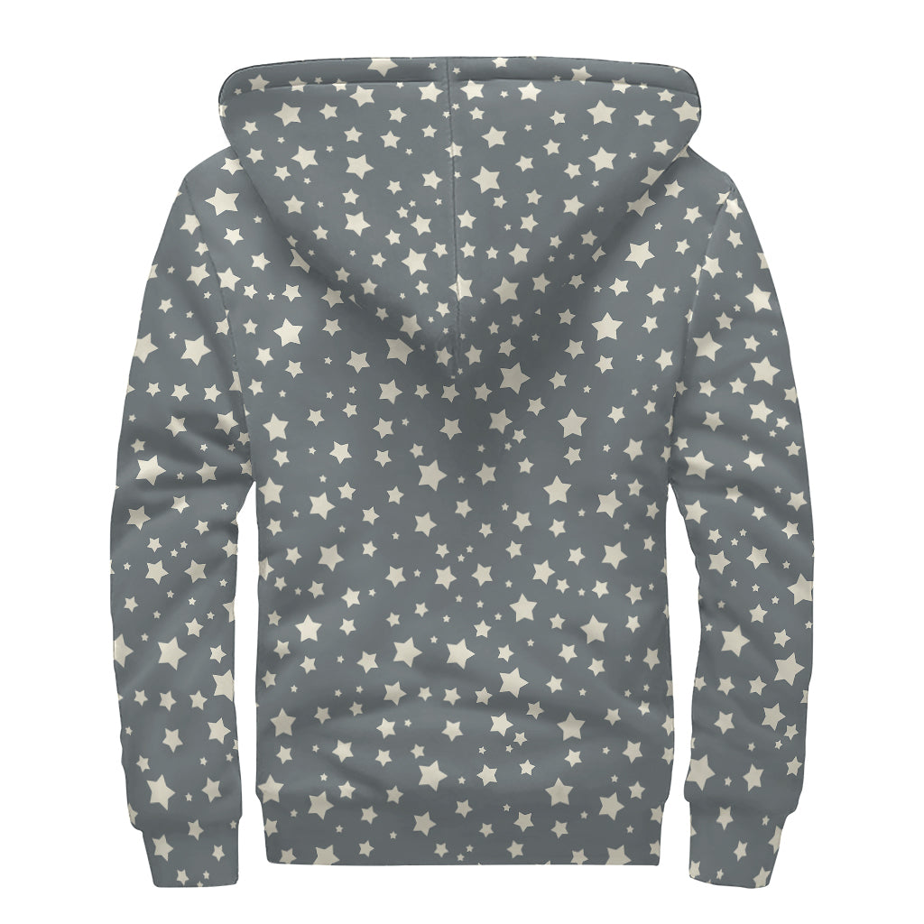 Cute Star Pattern Print Sherpa Lined Zip Up Hoodie