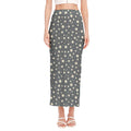 Cute Star Pattern Print Side Slit Maxi Skirt