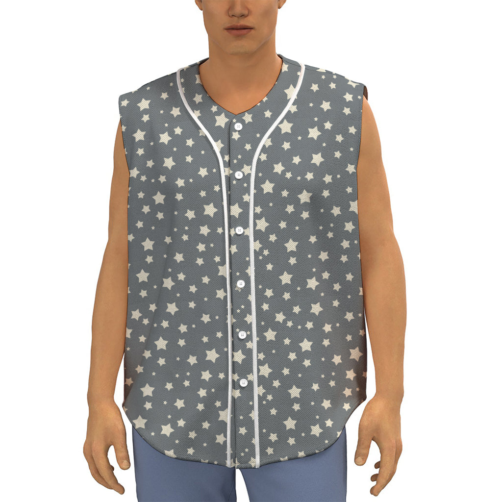 Cute Star Pattern Print Sleeveless Baseball Jersey