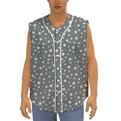 Cute Star Pattern Print Sleeveless Baseball Jersey
