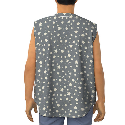 Cute Star Pattern Print Sleeveless Baseball Jersey