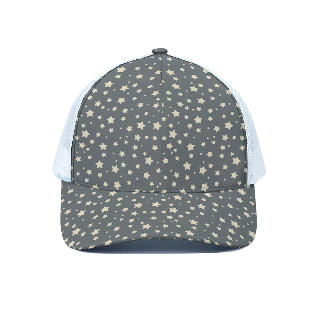 Cute Star Pattern Print White Mesh Trucker Cap