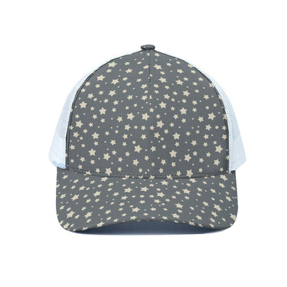 Cute Star Pattern Print White Mesh Trucker Cap
