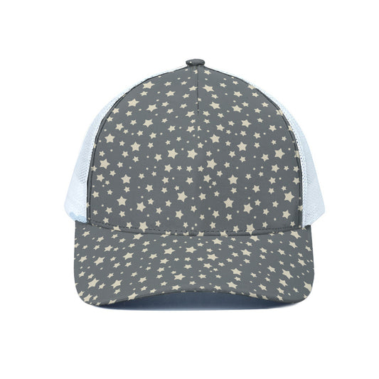 Cute Star Pattern Print White Mesh Trucker Cap