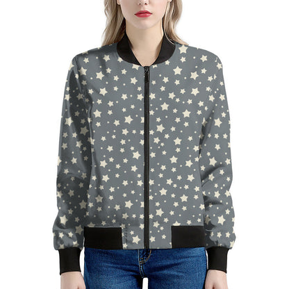 Cute Star Pattern Print Women's Bomber Jacket