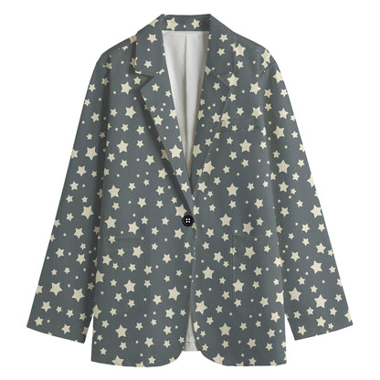Cute Star Pattern Print Women's Cotton Blazer