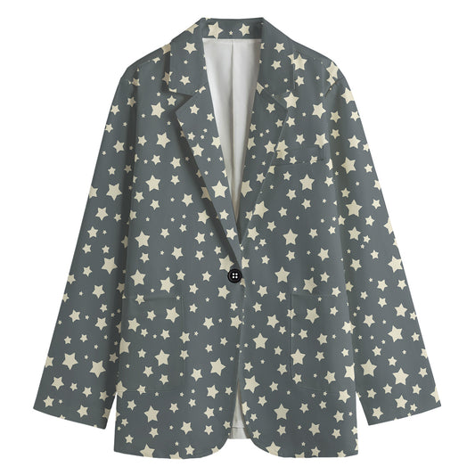 Cute Star Pattern Print Women's Cotton Blazer