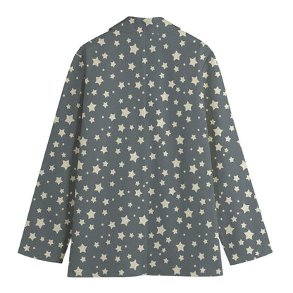 Cute Star Pattern Print Women's Cotton Blazer