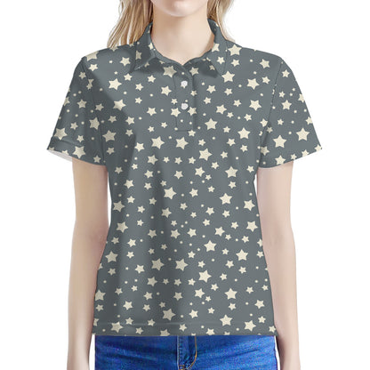Cute Star Pattern Print Women's Polo Shirt