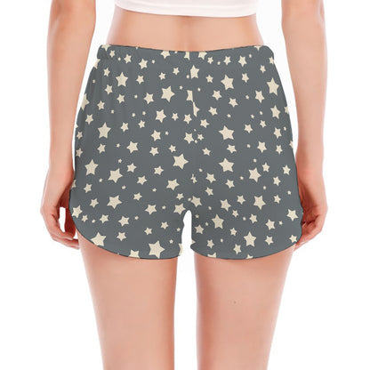 Cute Star Pattern Print Women's Split Running Shorts