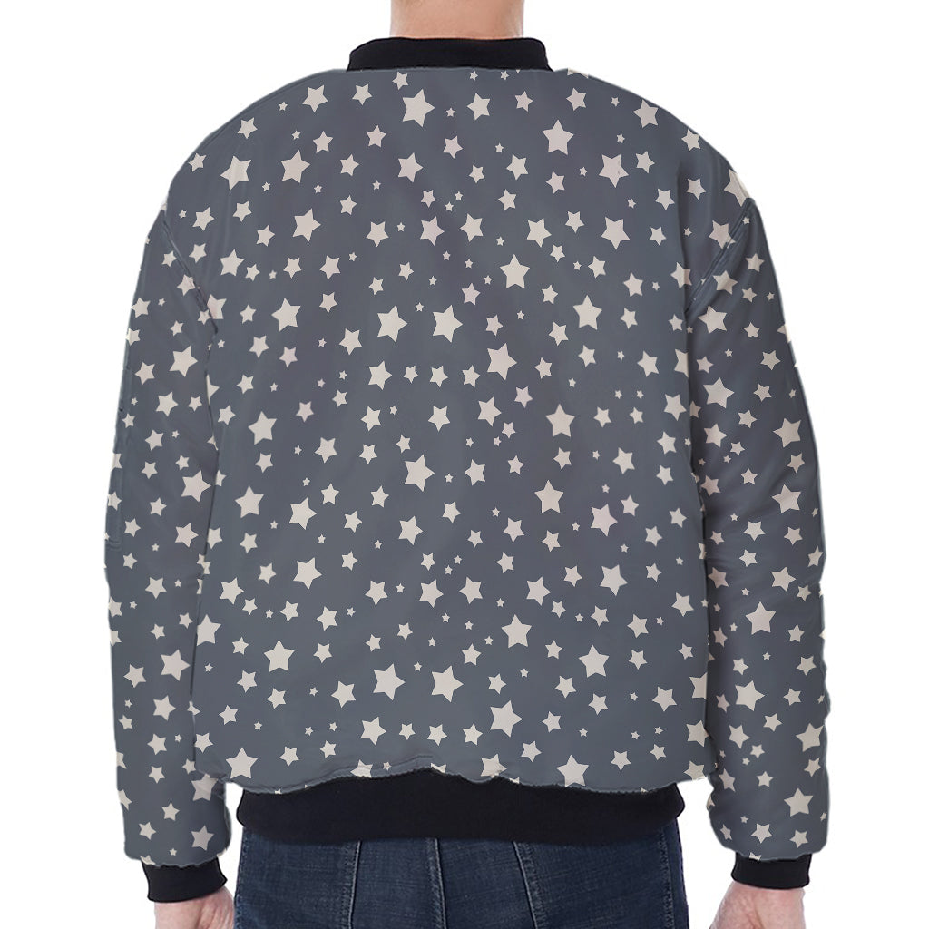 Cute Star Pattern Print Zip Sleeve Bomber Jacket