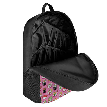 Cute Sushi And Rolls Pattern Print 17 Inch Backpack