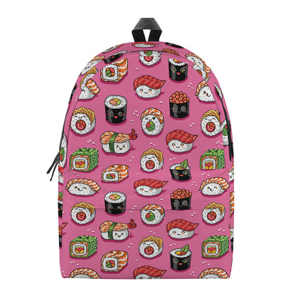 Cute Sushi And Rolls Pattern Print Backpack