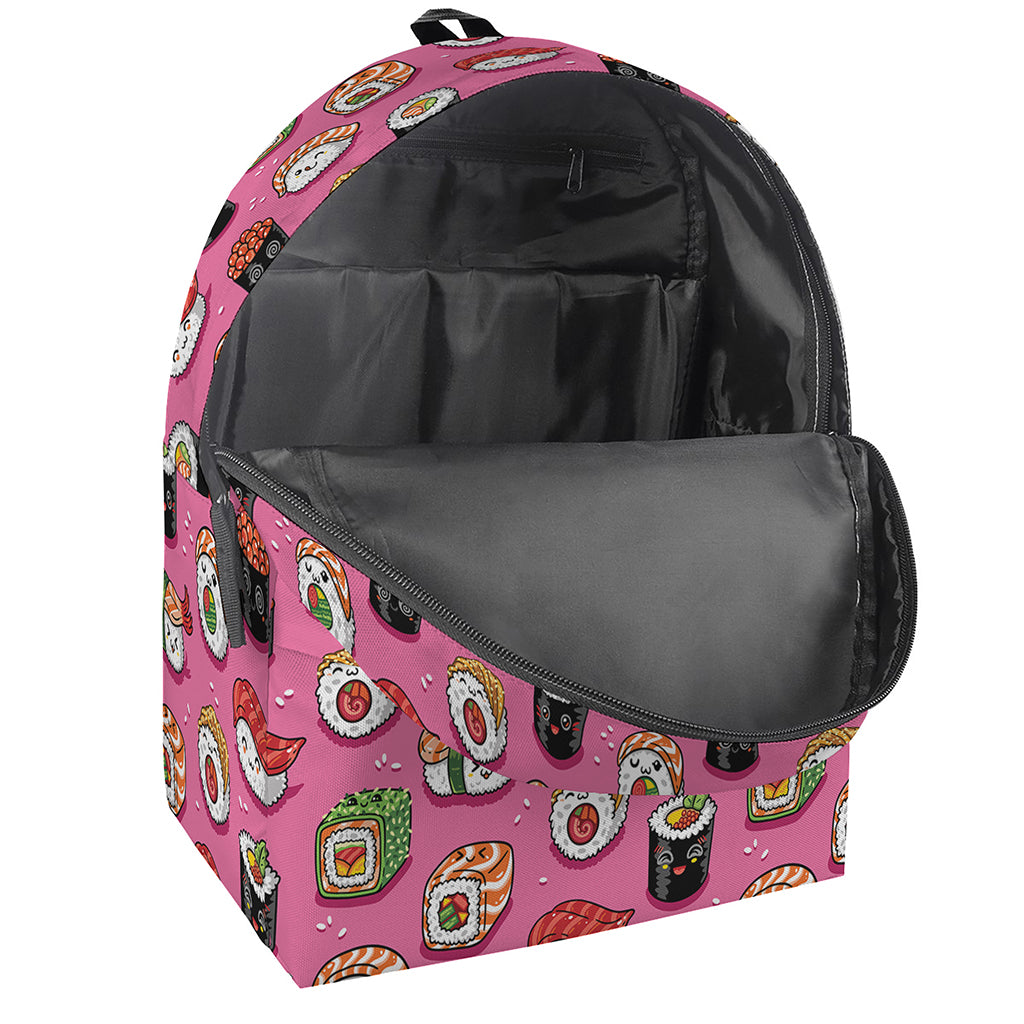 Cute Sushi And Rolls Pattern Print Backpack