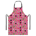 Cute Sushi And Rolls Pattern Print Bib Apron With Pocket