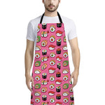 Cute Sushi And Rolls Pattern Print Bib Apron With Pocket