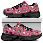 Cute Sushi And Rolls Pattern Print Black Chunky Shoes