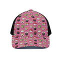 Cute Sushi And Rolls Pattern Print Black Mesh Trucker Hat