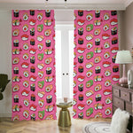 Cute Sushi And Rolls Pattern Print Blackout Pencil Pleat Curtains