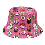 Cute Sushi And Rolls Pattern Print Bucket Hat