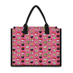 Cute Sushi And Rolls Pattern Print Canvas Tote Bag