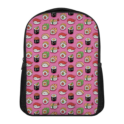 Cute Sushi And Rolls Pattern Print Casual Backpack