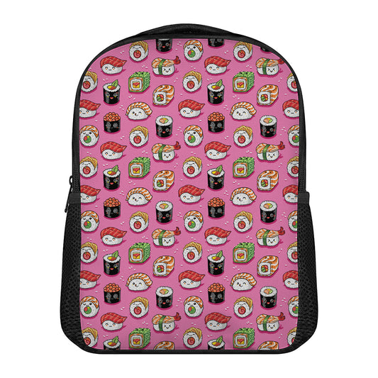 Cute Sushi And Rolls Pattern Print Casual Backpack