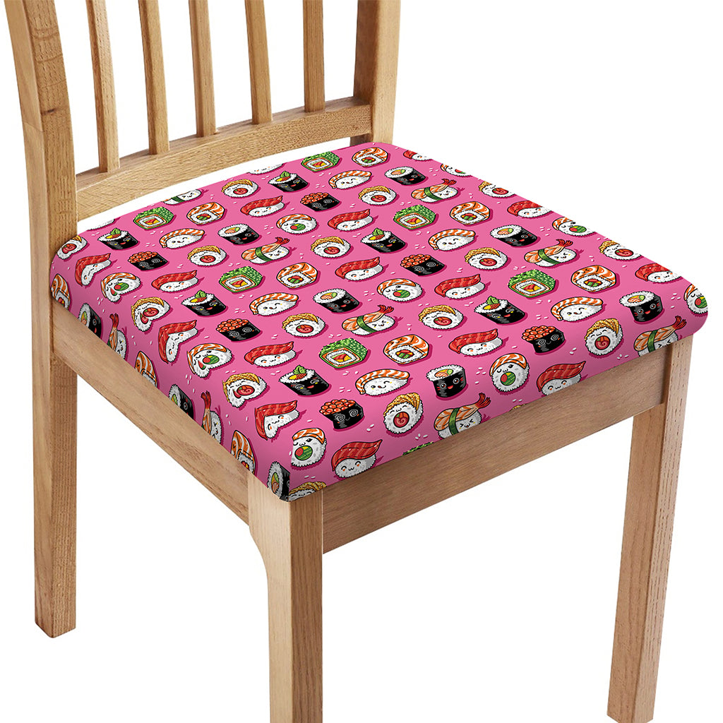 Cute Sushi And Rolls Pattern Print Chair Cushion Cover