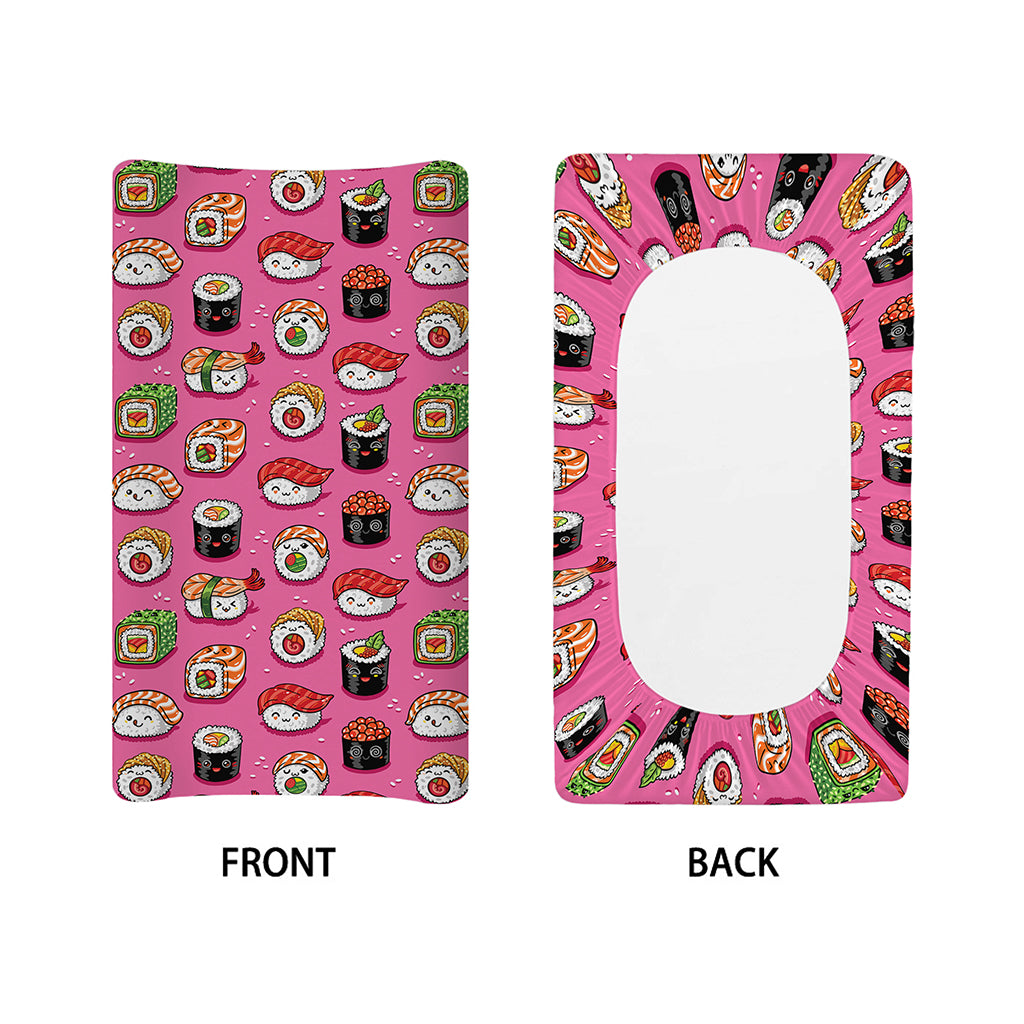 Cute Sushi And Rolls Pattern Print Changing Pad Cover