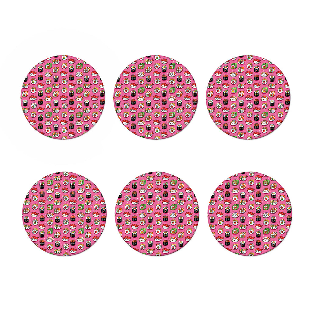 Cute Sushi And Rolls Pattern Print Coaster Set