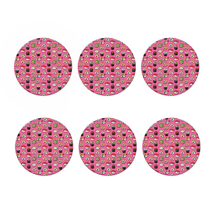 Cute Sushi And Rolls Pattern Print Coaster Set