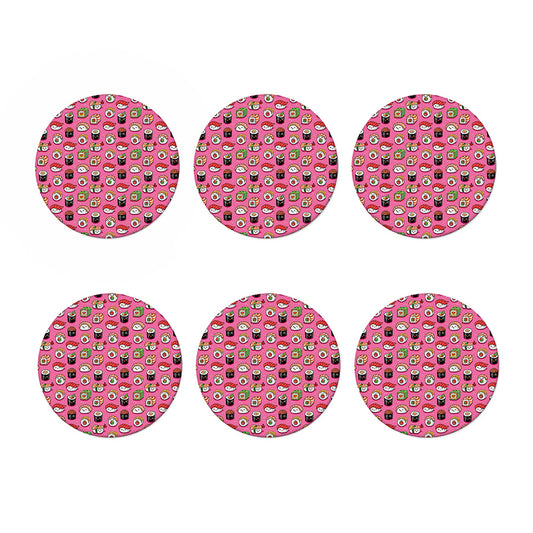 Cute Sushi And Rolls Pattern Print Coaster Set
