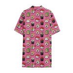 Cute Sushi And Rolls Pattern Print Cotton Hawaiian Shirt