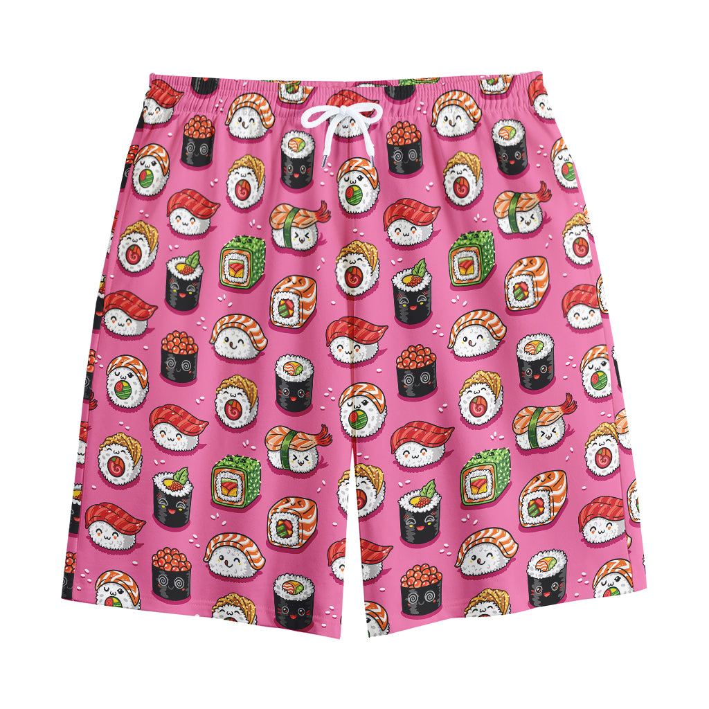 Cute Sushi And Rolls Pattern Print Cotton Shorts