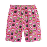 Cute Sushi And Rolls Pattern Print Cotton Shorts