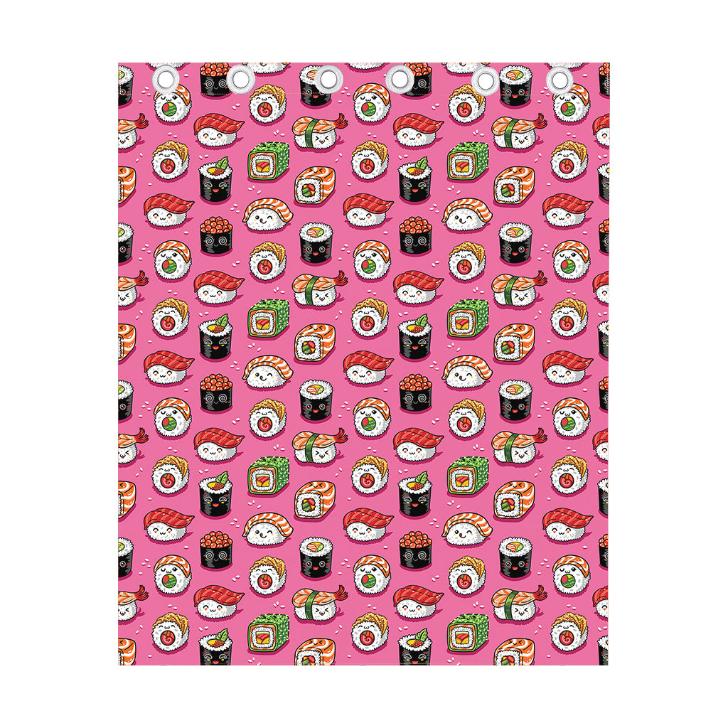 Cute Sushi And Rolls Pattern Print Curtain