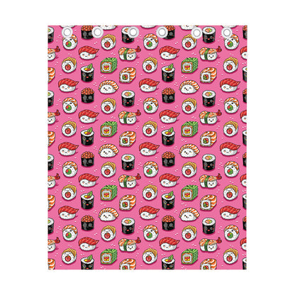 Cute Sushi And Rolls Pattern Print Curtain