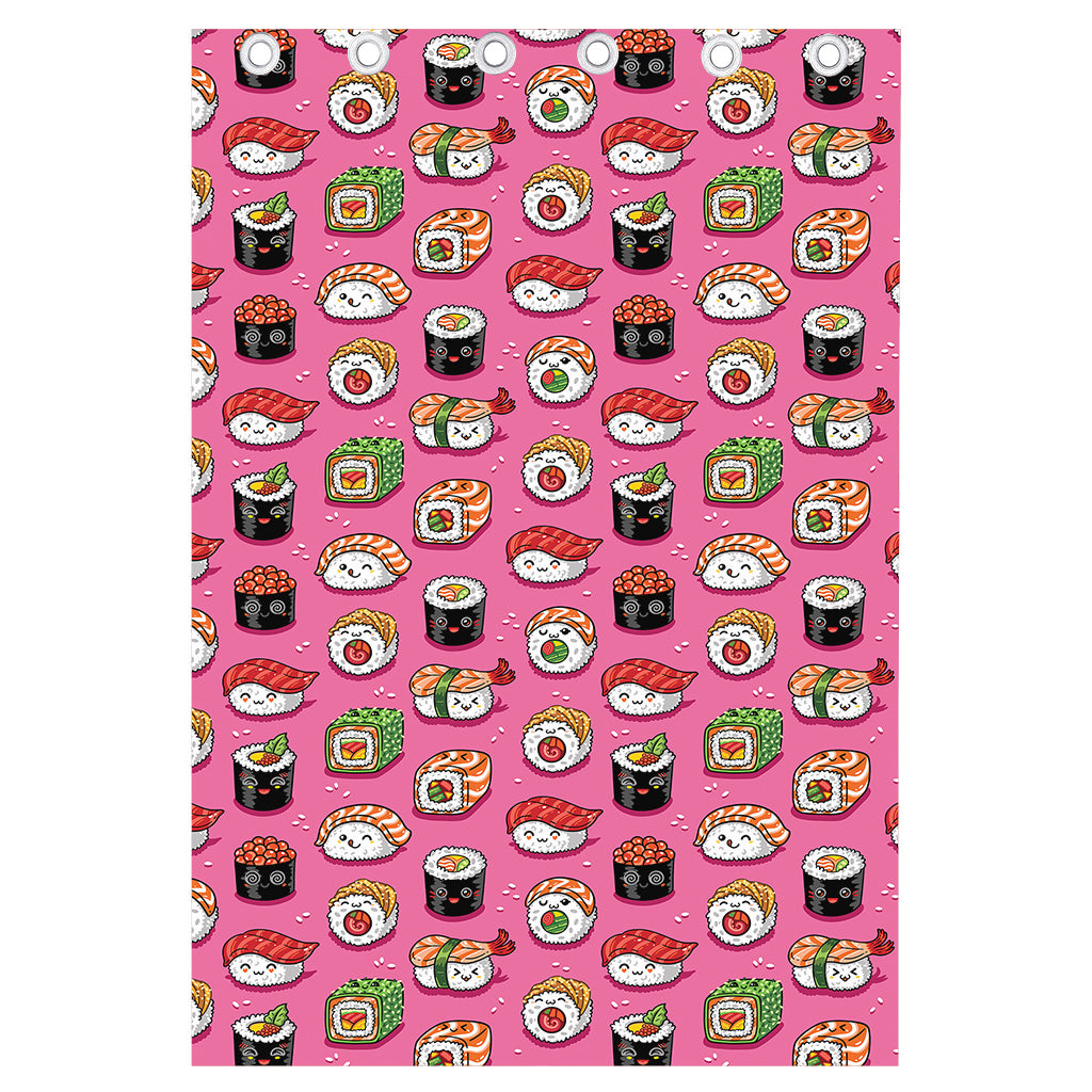 Cute Sushi And Rolls Pattern Print Curtain